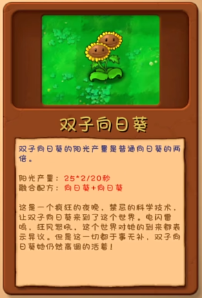 《植物大战僵尸融合版》双子向日葵植物图鉴一览