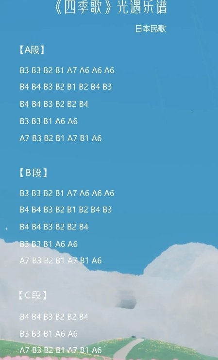 《光遇》四季歌乐谱完整版分享及操作解析