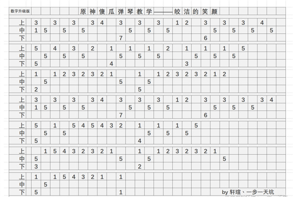 《原神》皎洁的笑颜琴谱简谱详细一览2023