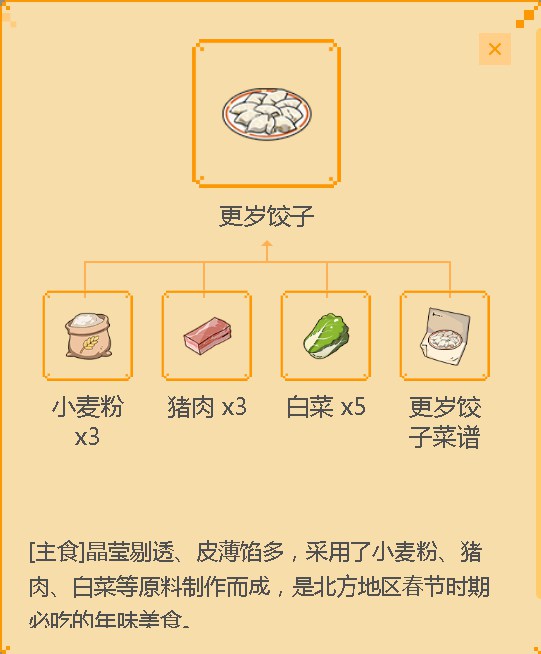 《小森生活》更岁饺子食谱配方